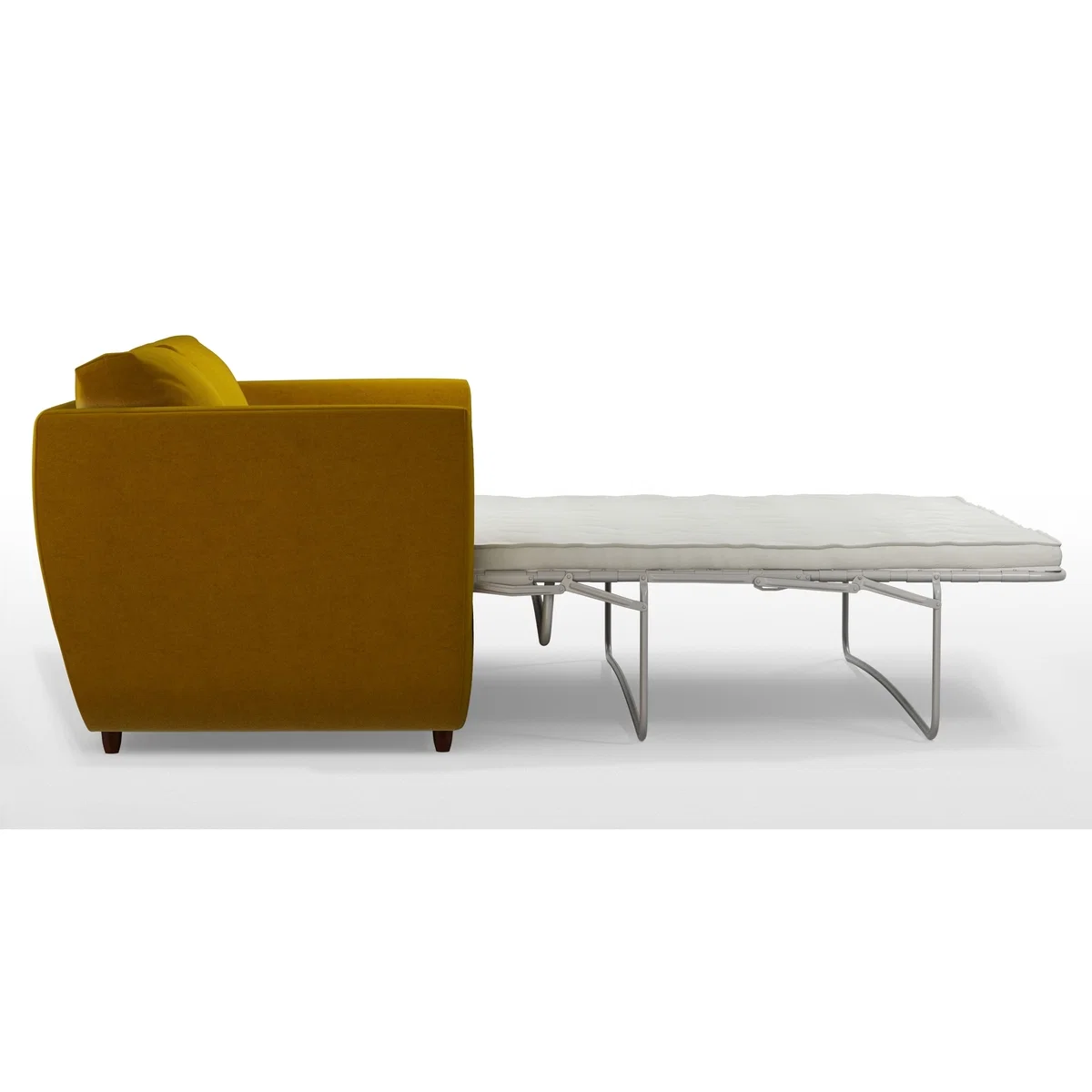 Custom MADE Milner Sofa Bed with Memory Foam Mattress, Saffron Yellow Velvet – image 4