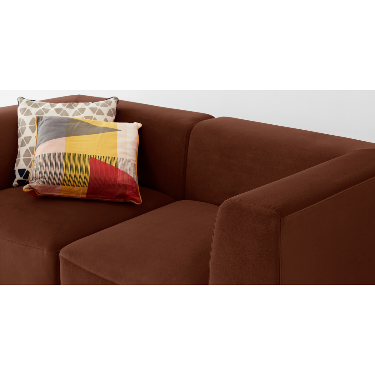Juno 2 Seater Modular Sofa with Footstool, Warm Caramel Velvet – image 6