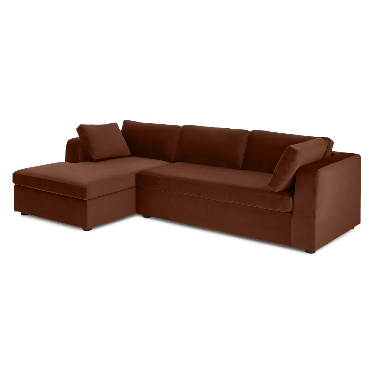 Mogen Left Hand Facing Chiase End Sofa Bed with Storage, Warm Caramel Velvet – image 2