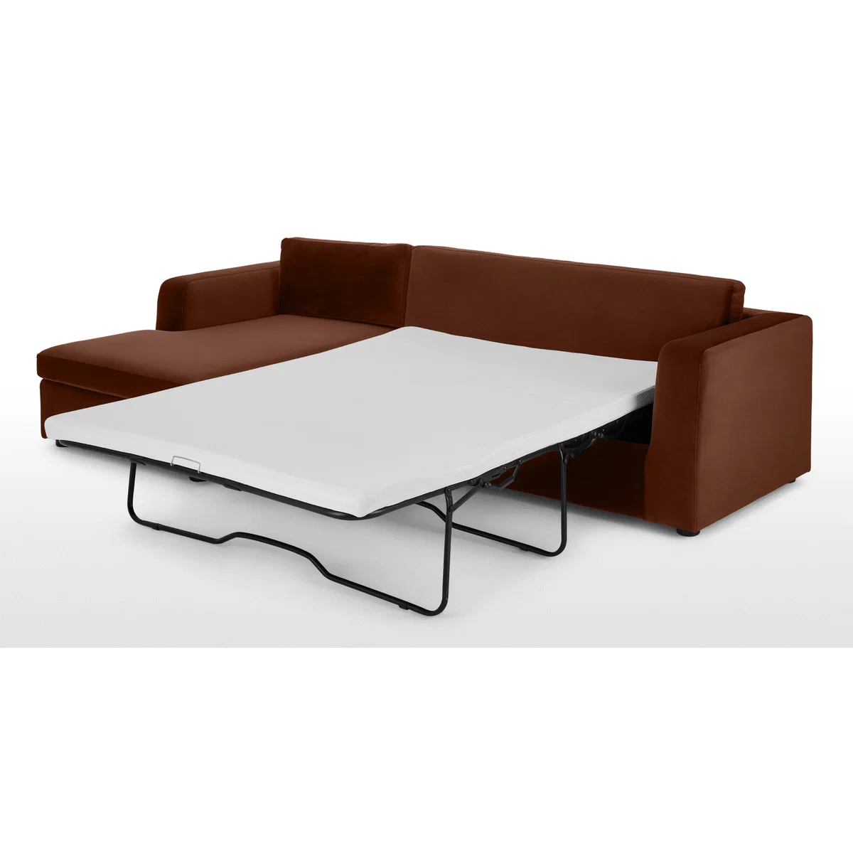 Mogen Left Hand Facing Chiase End Sofa Bed with Storage, Warm Caramel Velvet – image 7