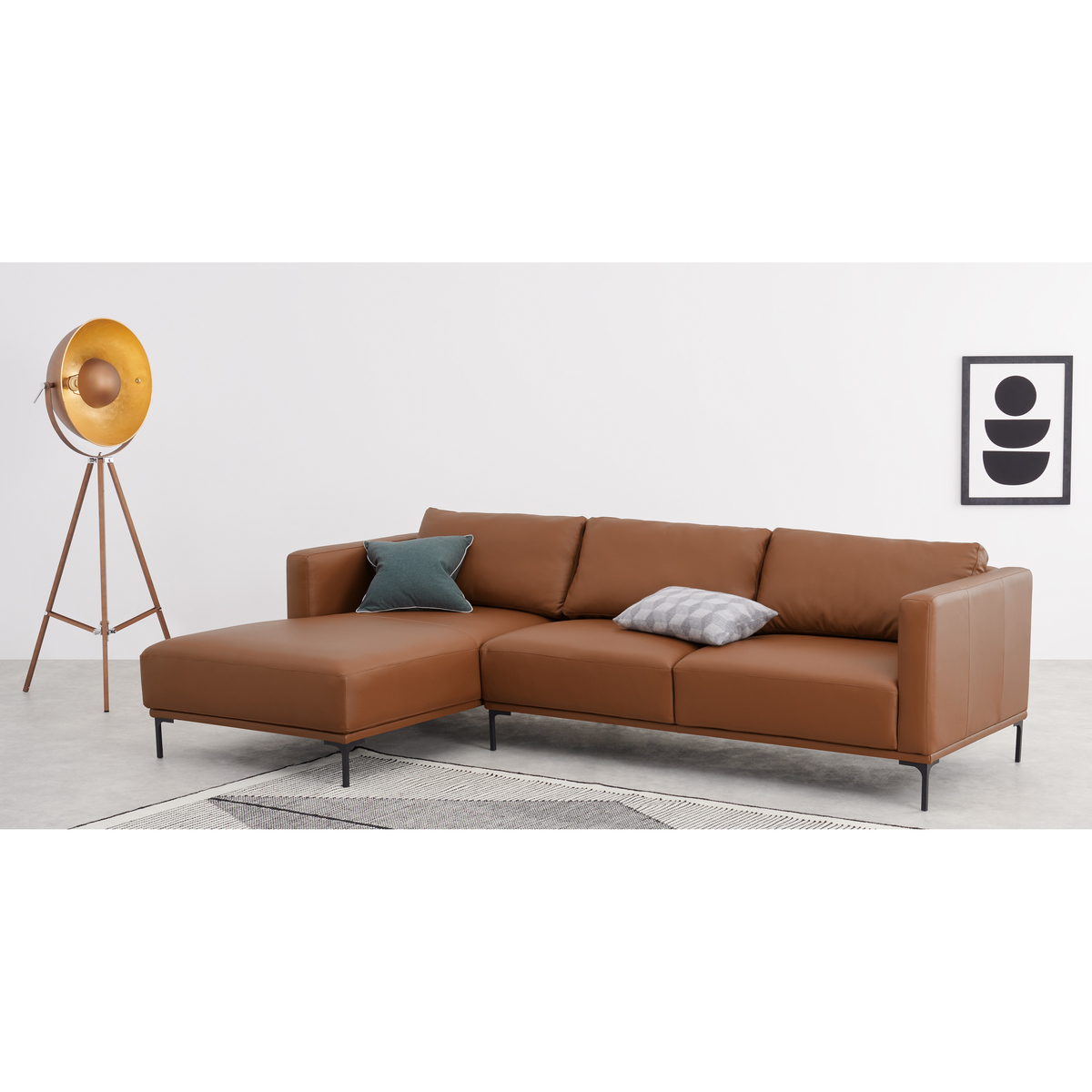 Milo Left Hand Facing Chaise End Corner Sofa, Otis Mocha Leather – image 3