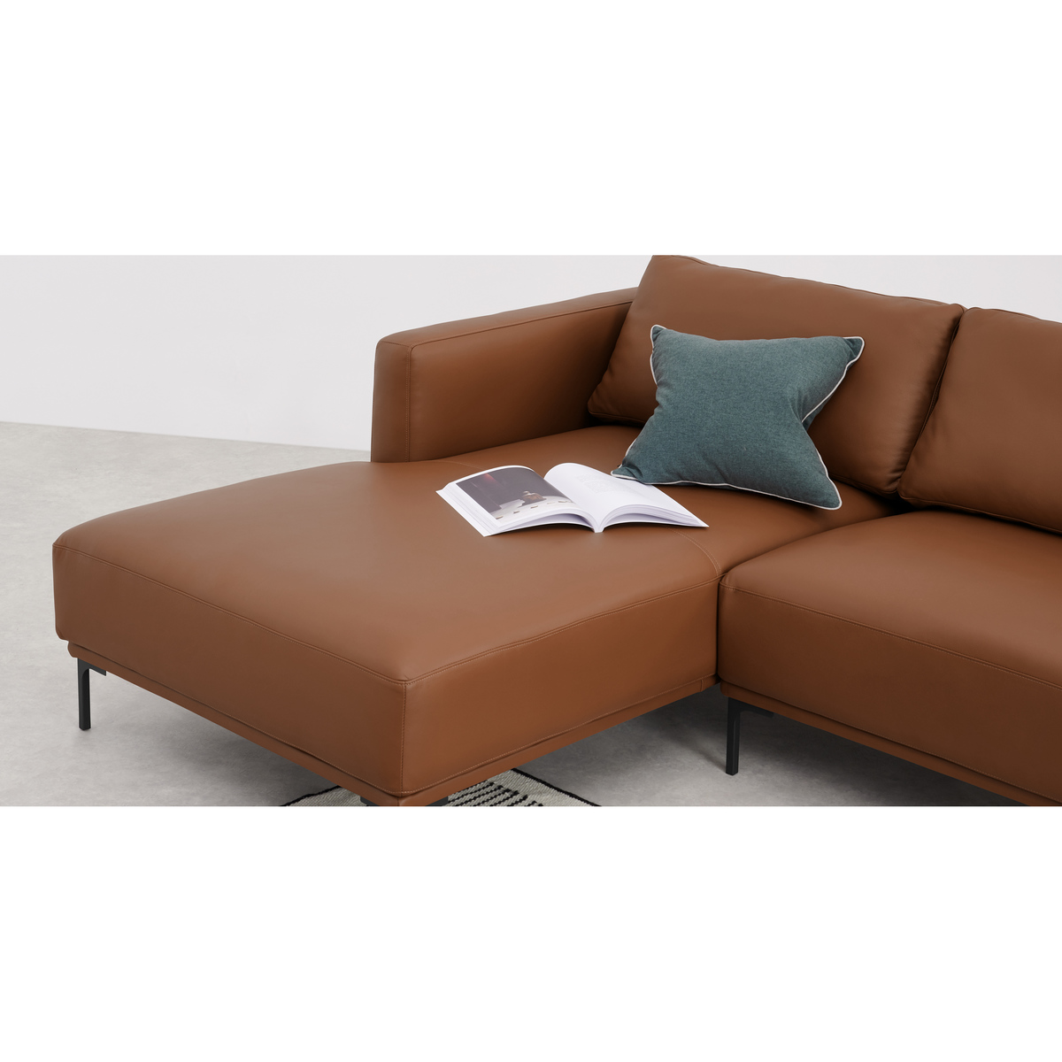 Milo Left Hand Facing Chaise End Corner Sofa, Otis Mocha Leather – image 6