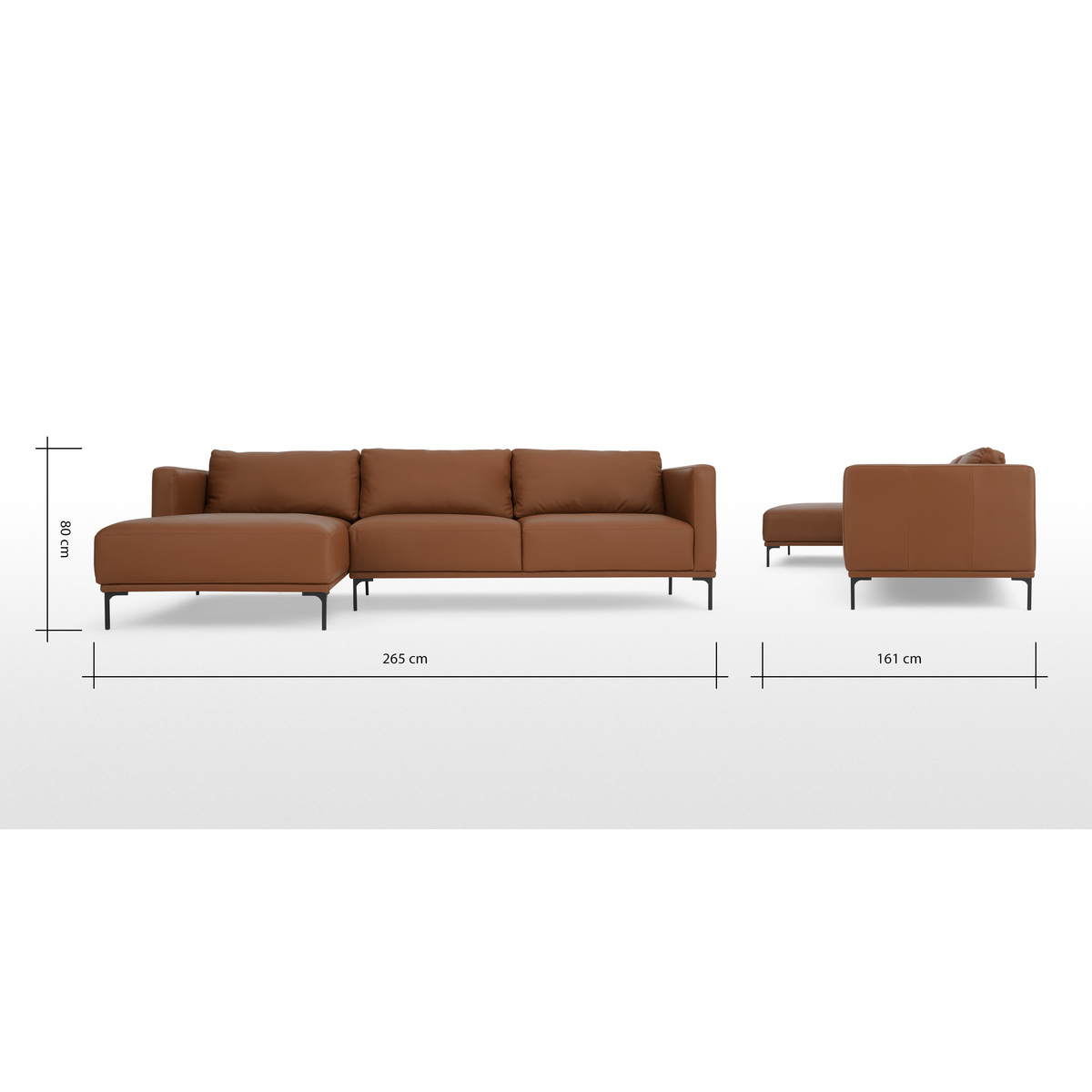 Milo Left Hand Facing Chaise End Corner Sofa, Otis Mocha Leather – image 8
