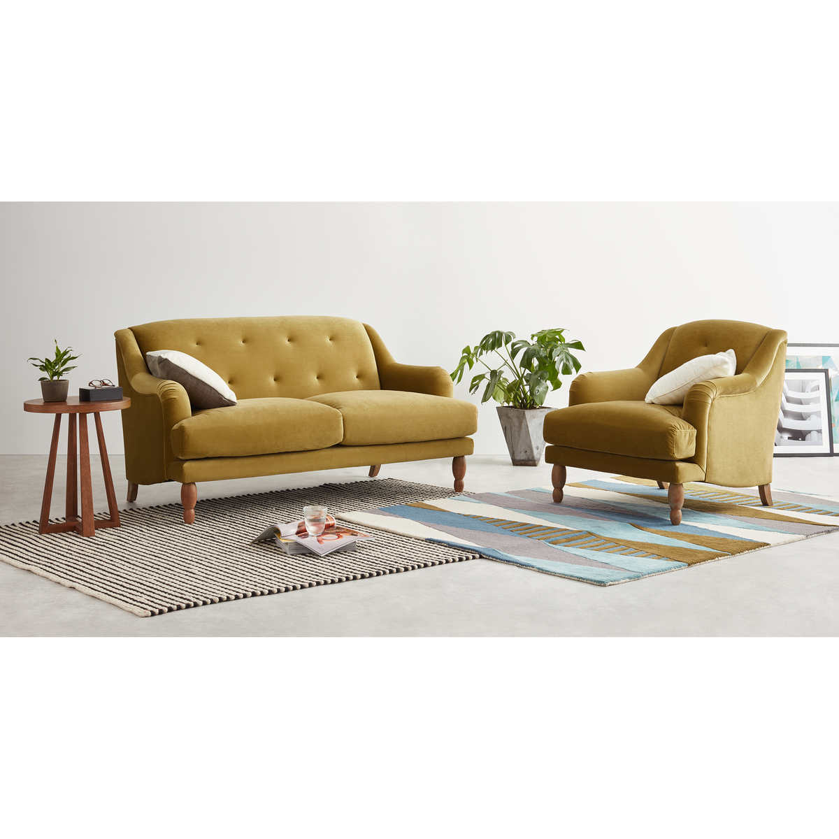 Ariana 2 Seater Sofa, Ochre Velvet – image 3