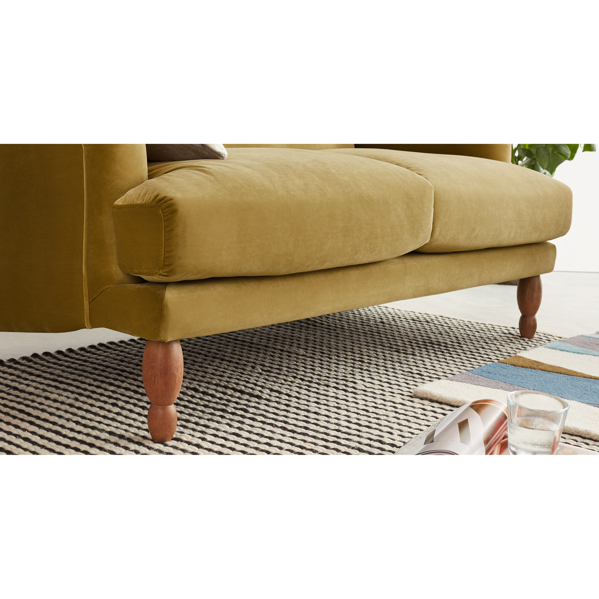 Ariana 2 Seater Sofa, Ochre Velvet – image 4