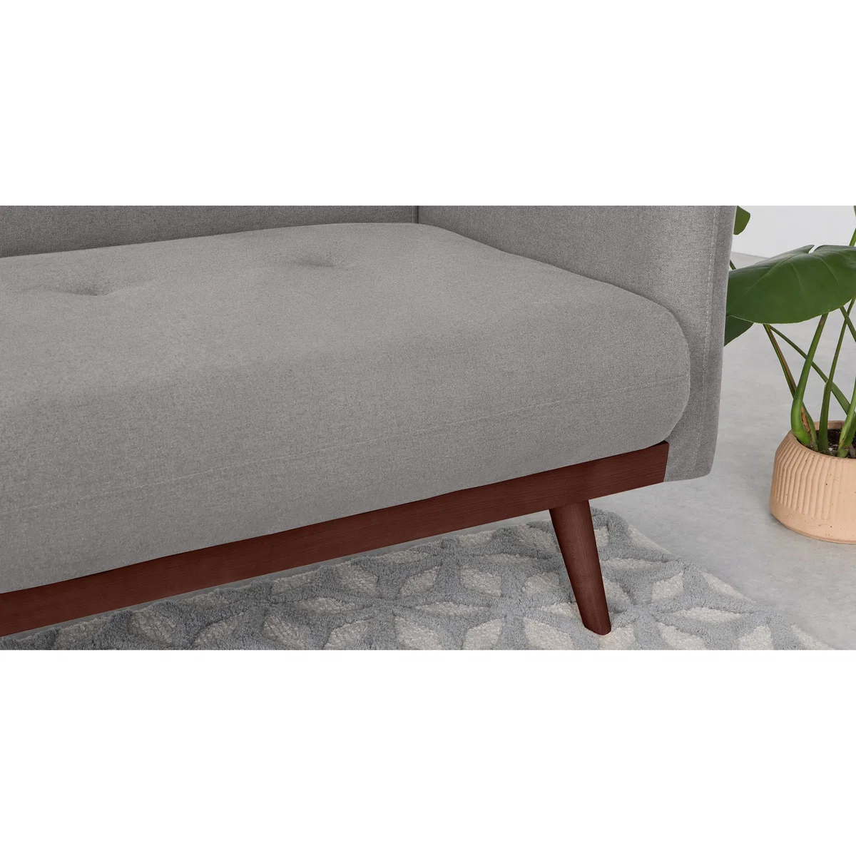 Stevie Click Clack Sofa Bed, Marshmallow Grey and Walnut Legs – image 4