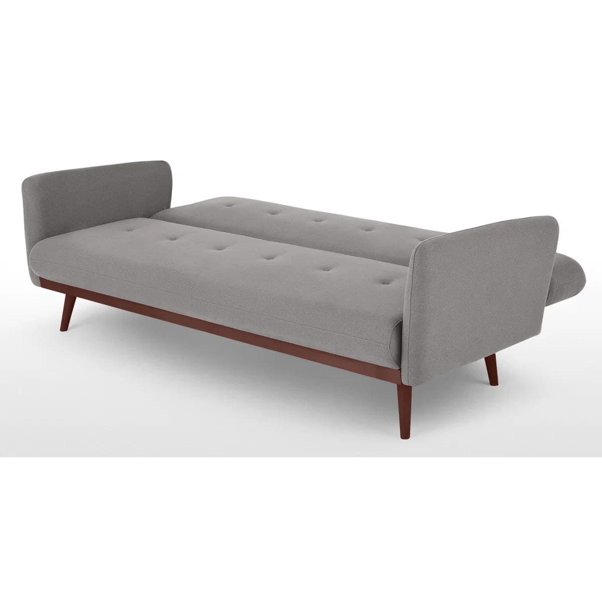 Stevie Click Clack Sofa Bed, Marshmallow Grey and Walnut Legs – image 5