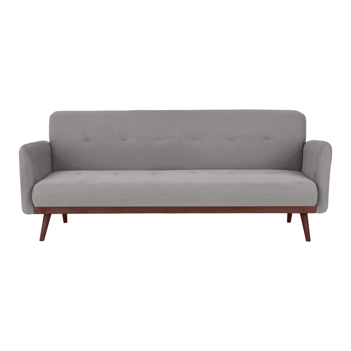Stevie Click Clack Sofa Bed, Marshmallow Grey and Walnut Legs – image 2