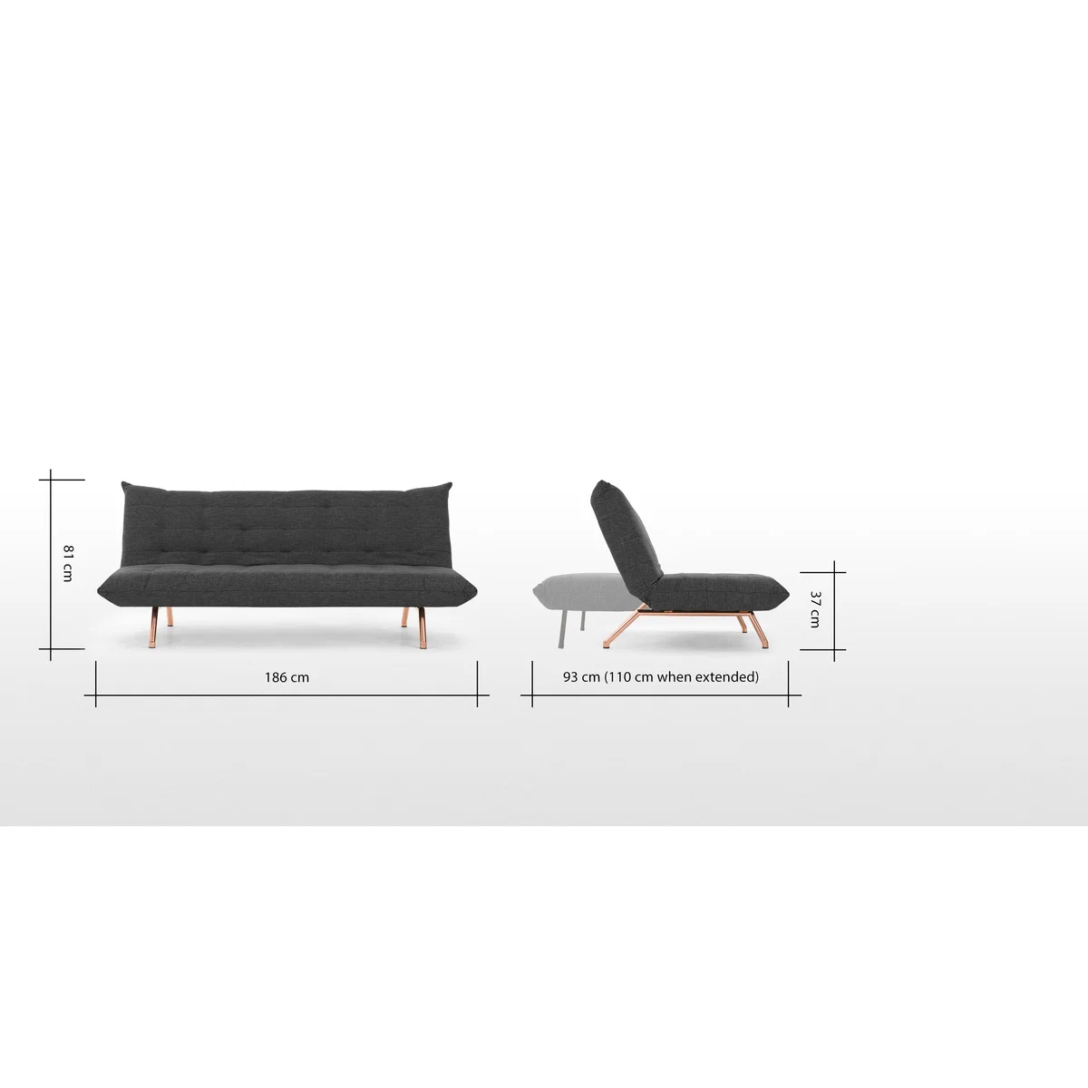 Keiko Sofa Bed, Cygnet Grey Copper Legs – image 5