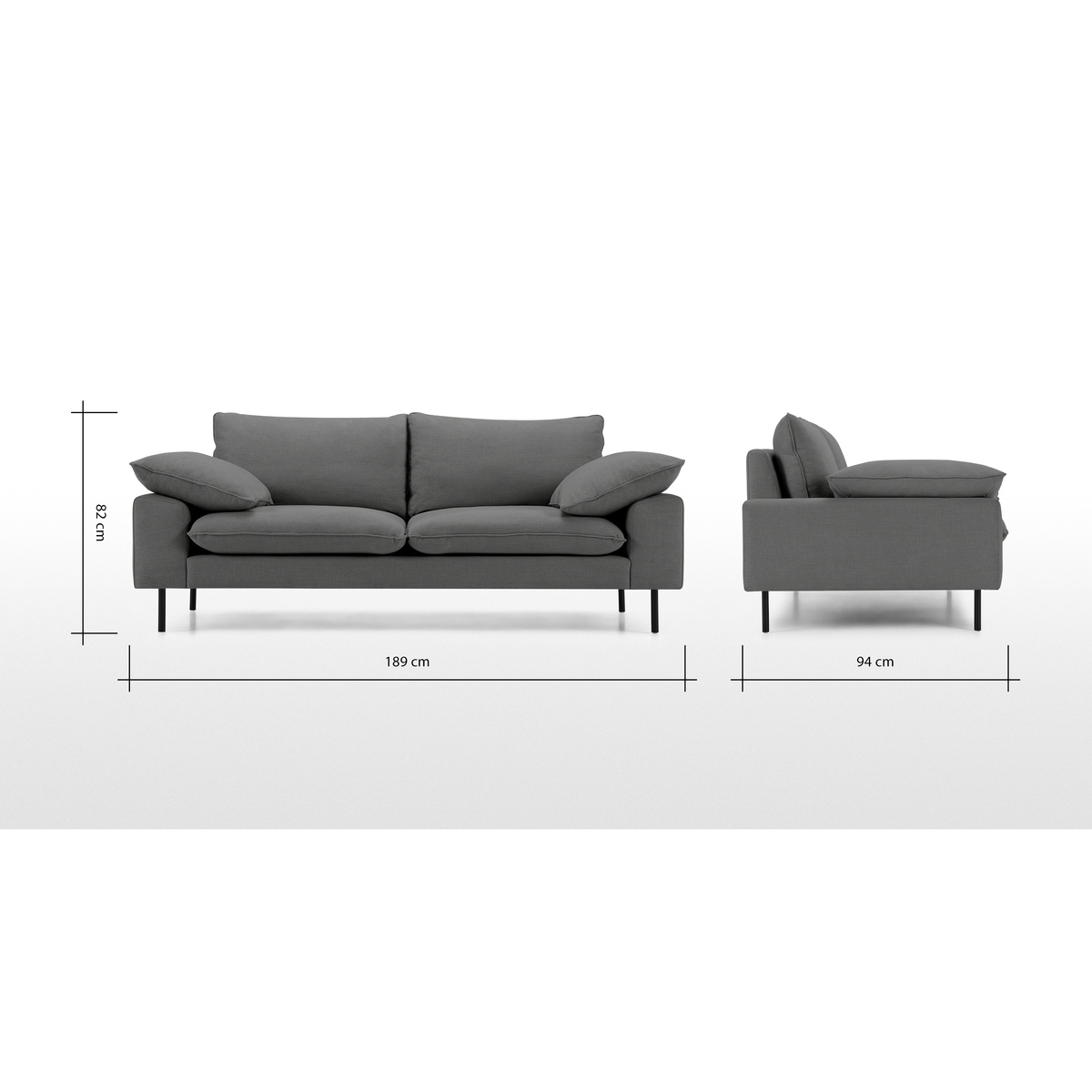 Fallyn Large 2 Seater Sofa, Stoned Slate Fabric – image 8