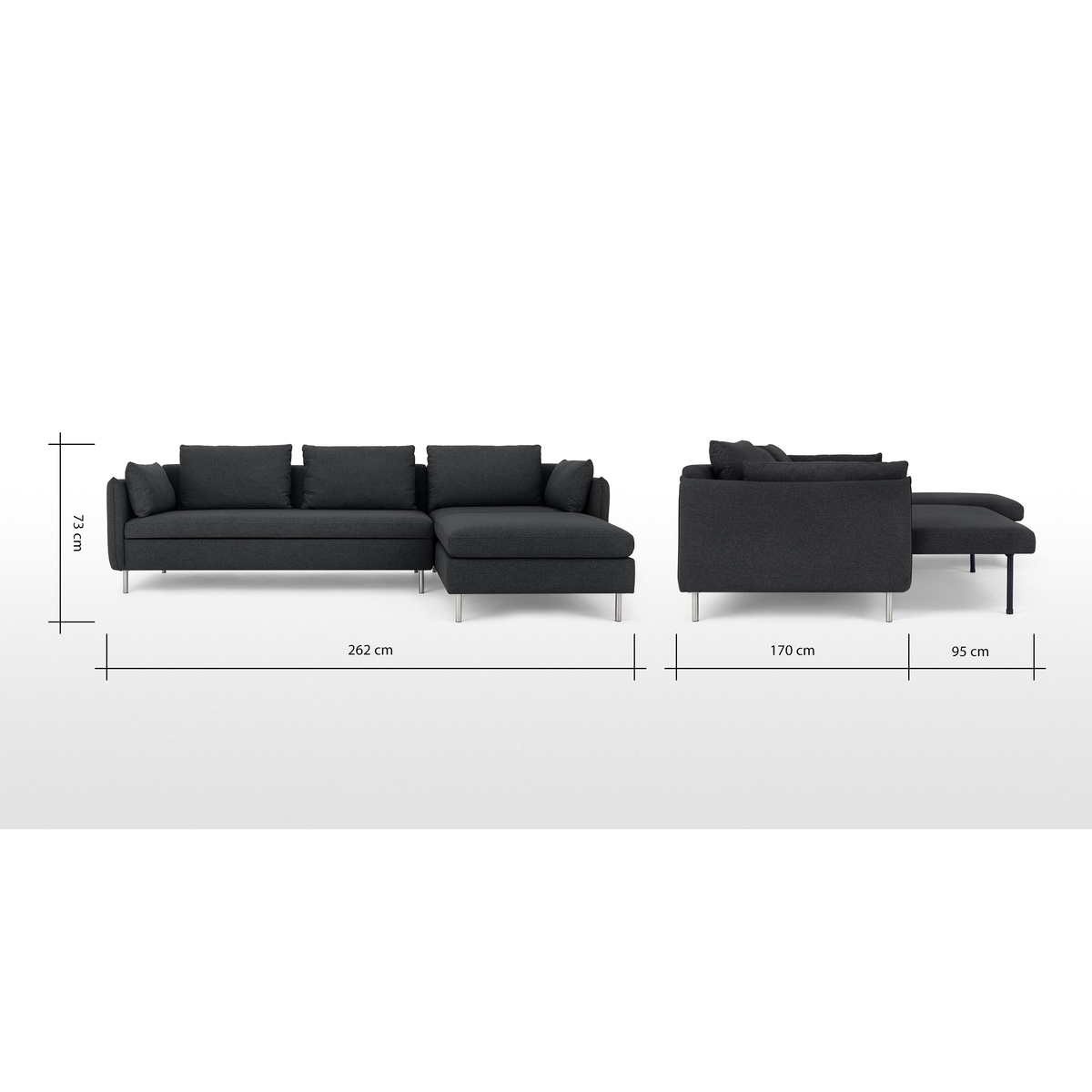 Vento Right Hand Facing Chaise End Sofa Bed, Sterling Grey – image 9