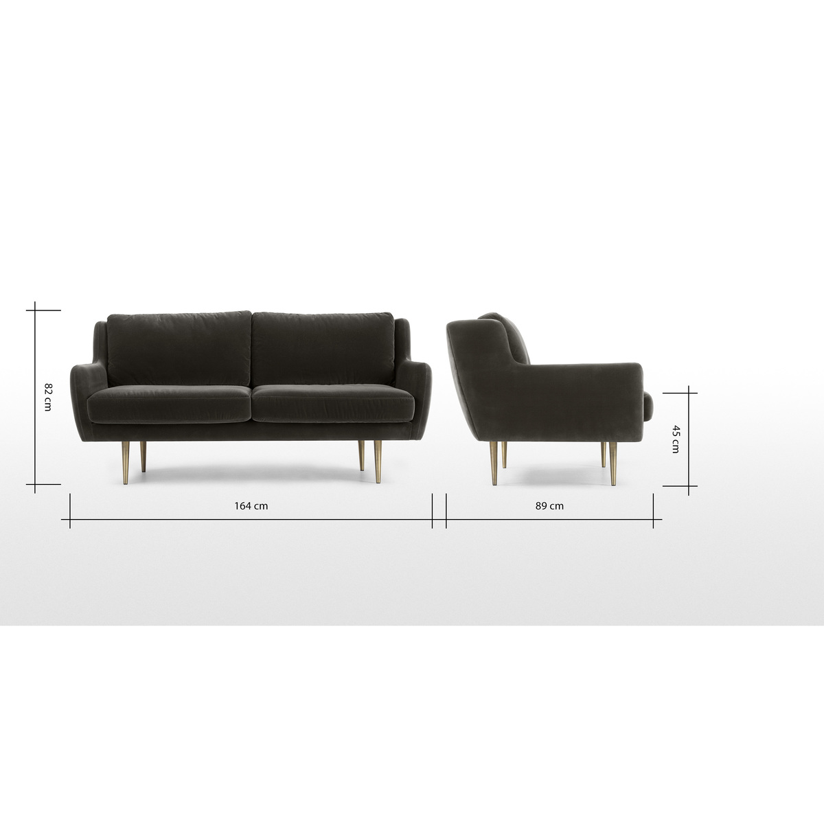 Simone 2 Seater Sofa, Concrete Cotton Velvet – image 8