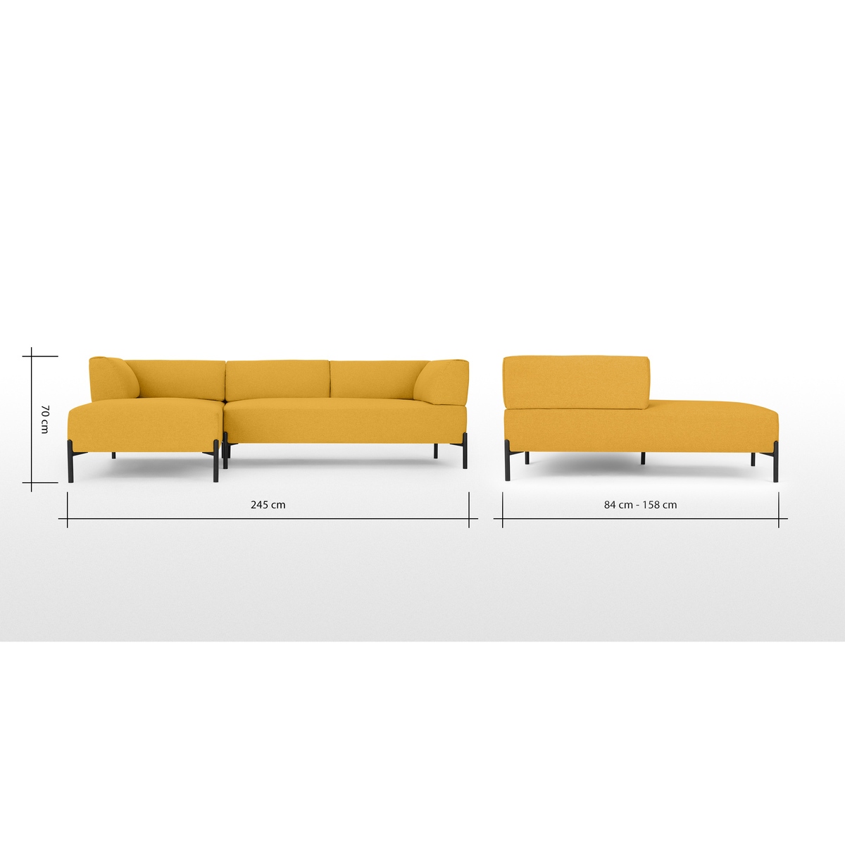 Kiva Left Hand Facing Chaise End Corner Sofa, Yolk Yellow – image 7