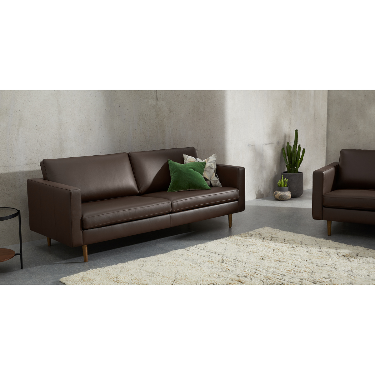 Leighton 3 Seater Sofa, Dark Brown Leather – image 3