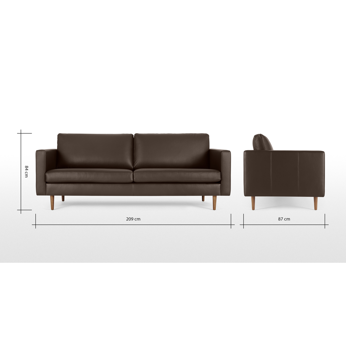 Leighton 3 Seater Sofa, Dark Brown Leather – image 8