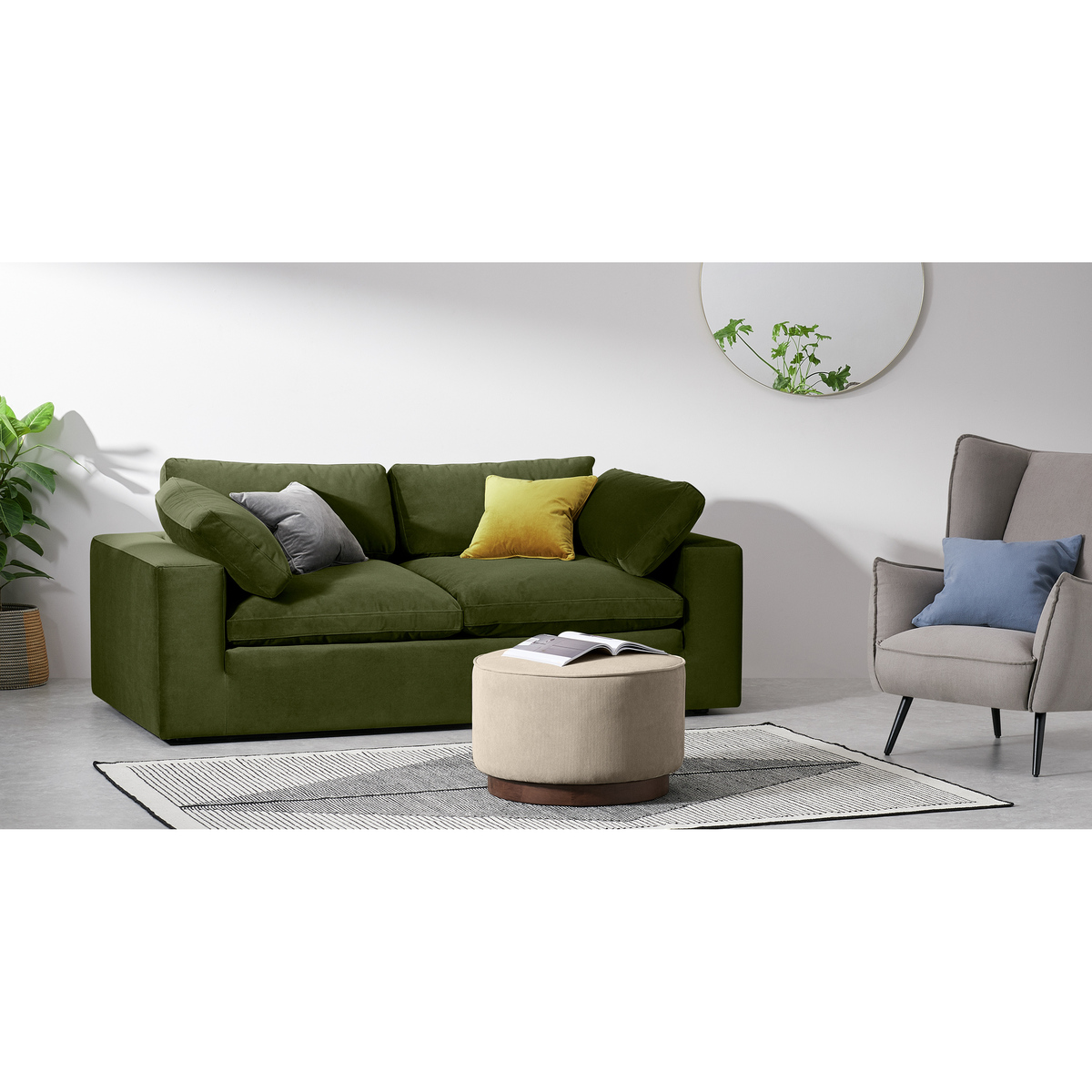 Samona 2.5 Seater Sofa, Pistachio Green Velvet – image 3