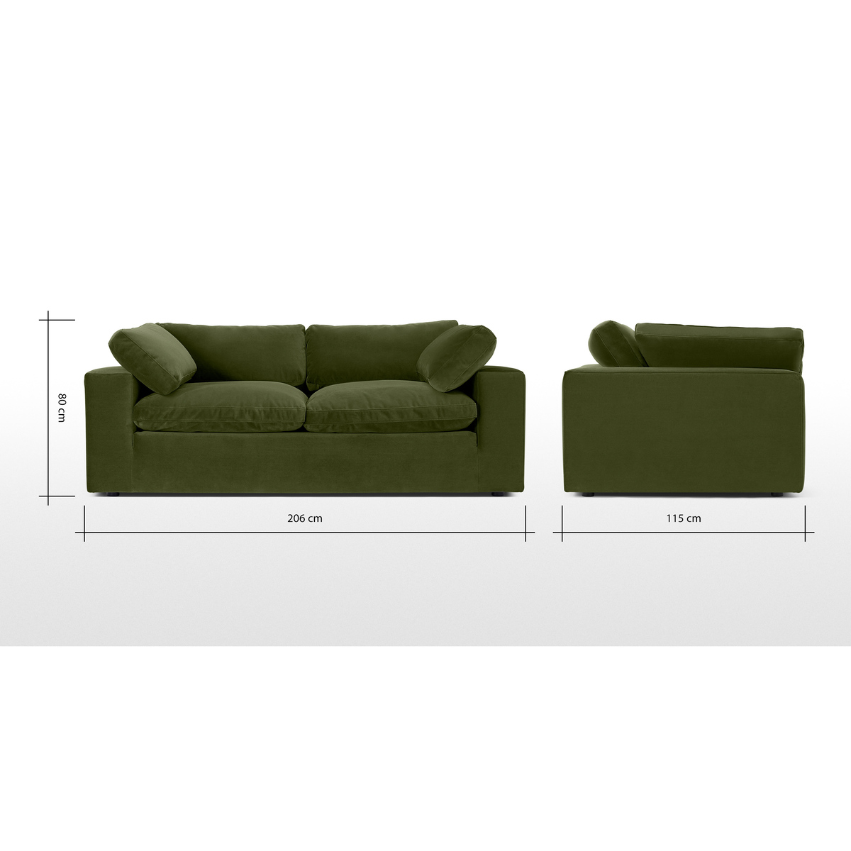 Samona 2.5 Seater Sofa, Pistachio Green Velvet – image 8