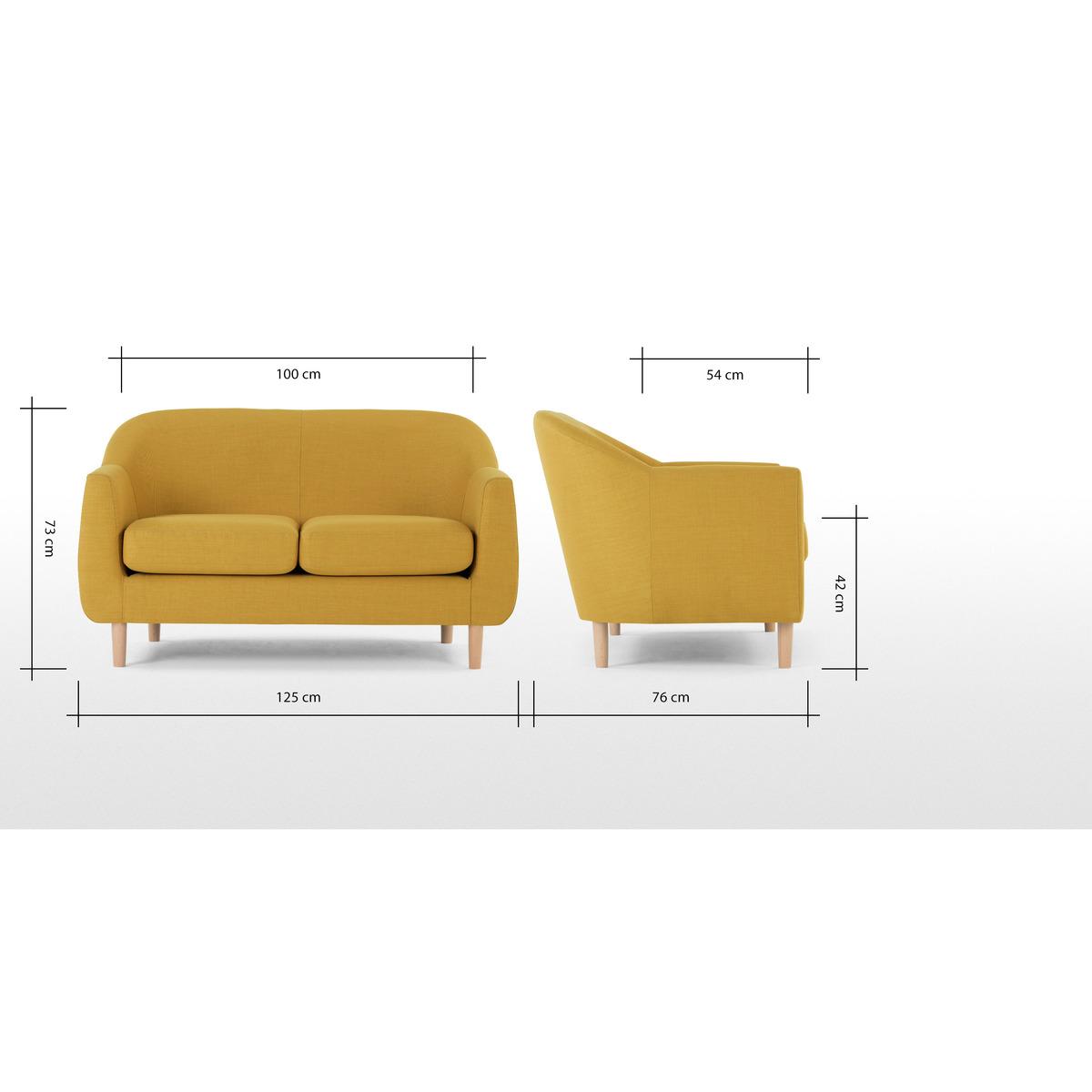 Tubby 2 Seater Sofa, Retro Yellow – image 7