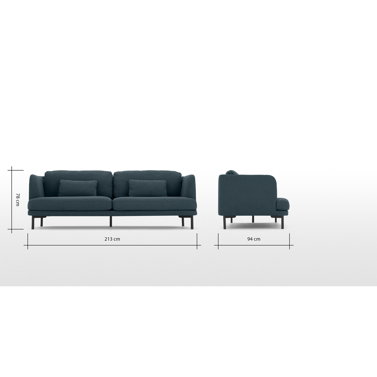 Herman 3 Seater Sofa, Aegean Blue – image 8