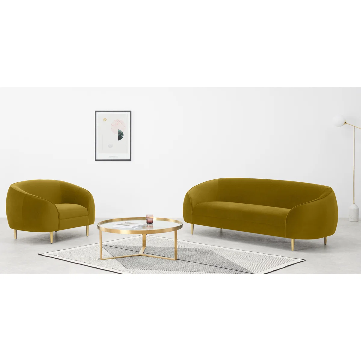 Trudy 3 Seater Sofa, Vintage Gold Velvet – image 3
