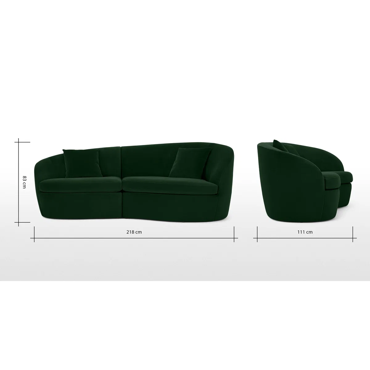 Reisa 3 Seater Sofa, Pine Green Velvet – image 8