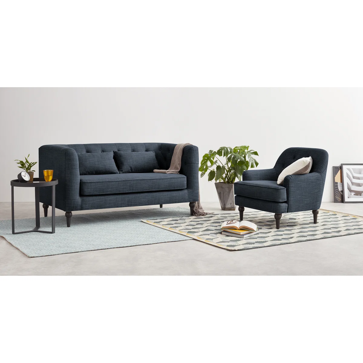 Flynn 2 Seat Sofa, Atlantic Blue Linen Mix – image 2