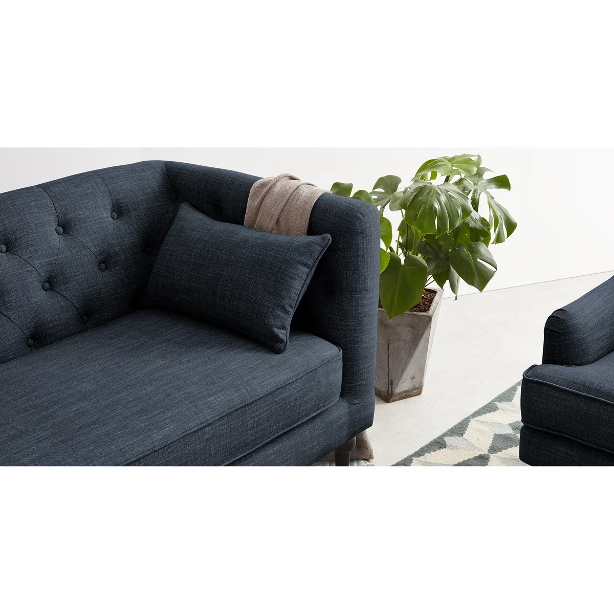 Flynn 2 Seat Sofa, Atlantic Blue Linen Mix – image 3