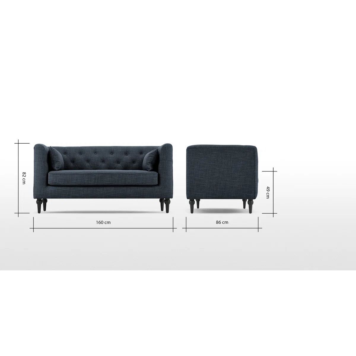 Flynn 2 Seat Sofa, Atlantic Blue Linen Mix – image 7