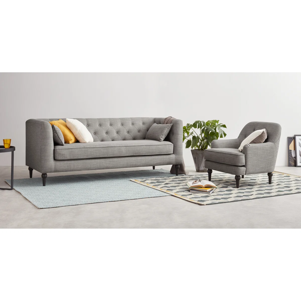 Flynn 3 Seater Sofa, Grey Linen Mix – image 2