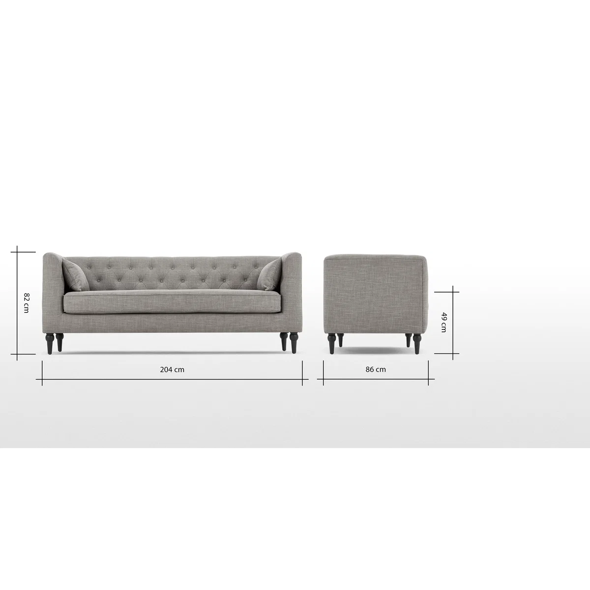 Flynn 3 Seater Sofa, Grey Linen Mix – image 7