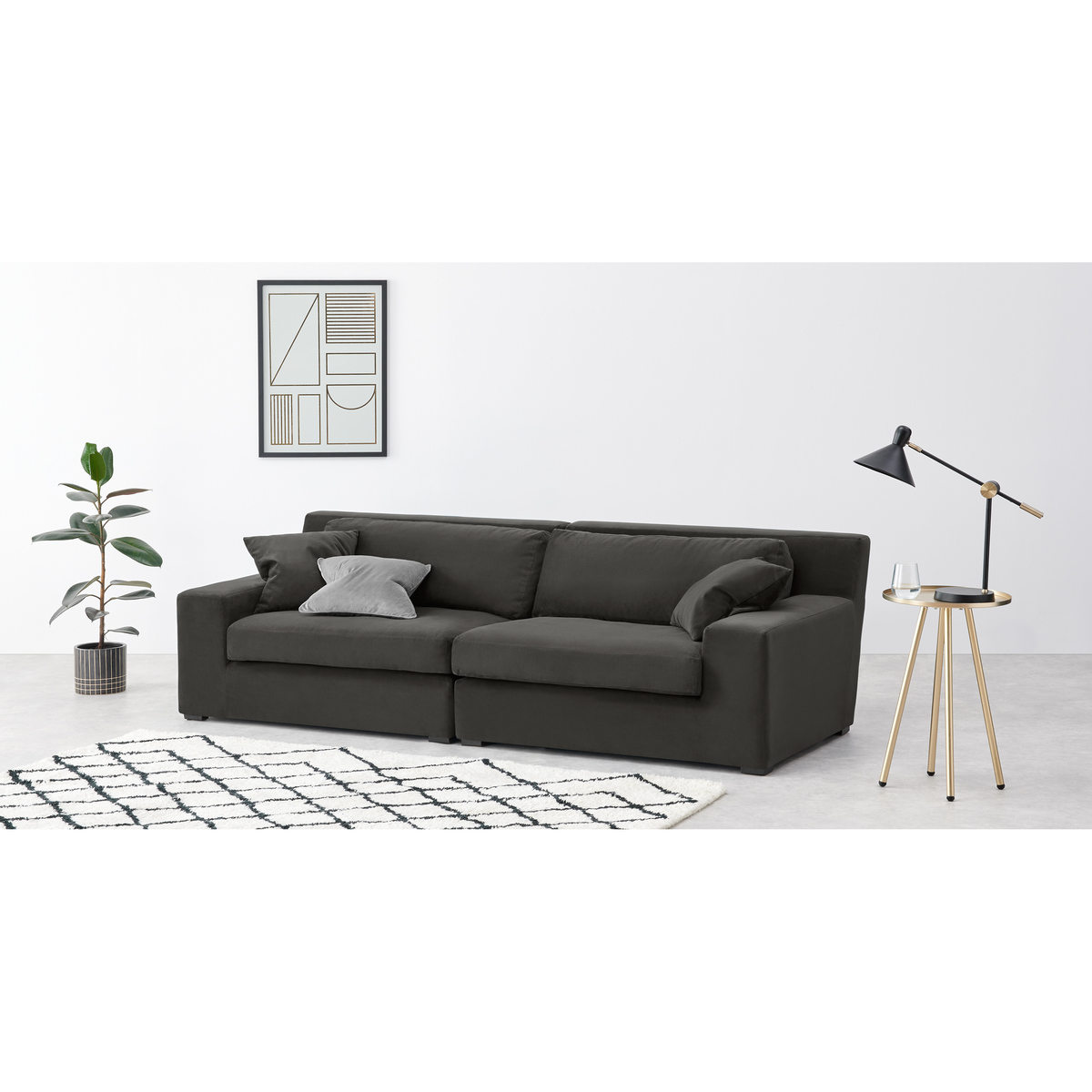 Delaney 3 Seater Sofa, Dark Pewter Velvet – image 3
