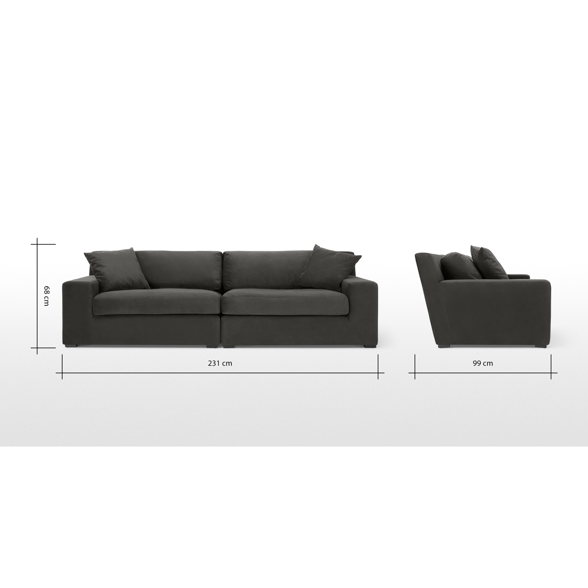 Delaney 3 Seater Sofa, Dark Pewter Velvet – image 9