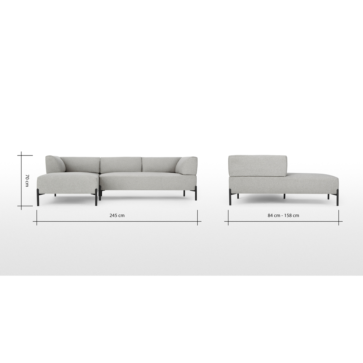Kiva Left Hand Facing Chaise End Corner Sofa, Hail Grey – image 7