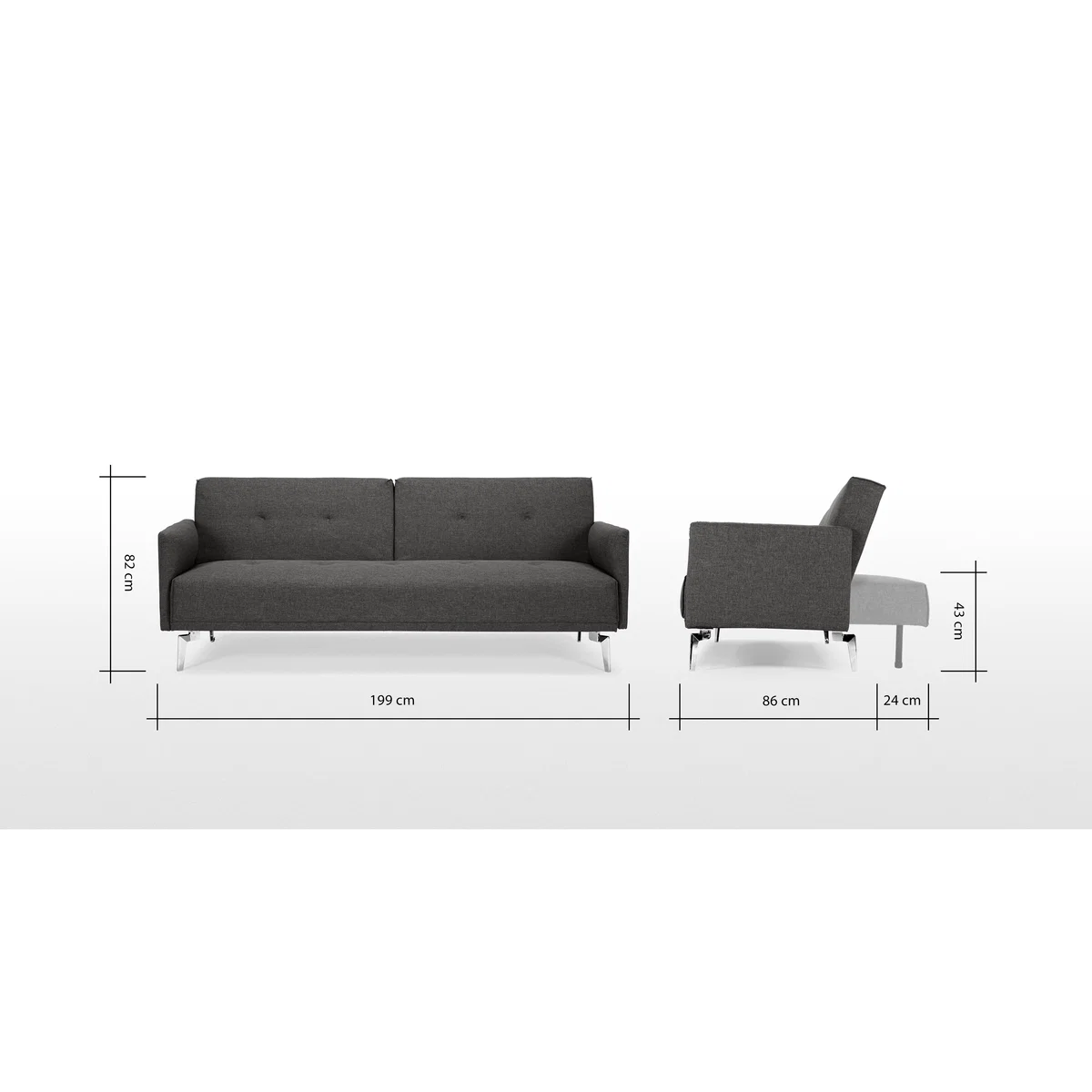 Akio Click Clack Sofa Bed, Cygnet Grey – image 8