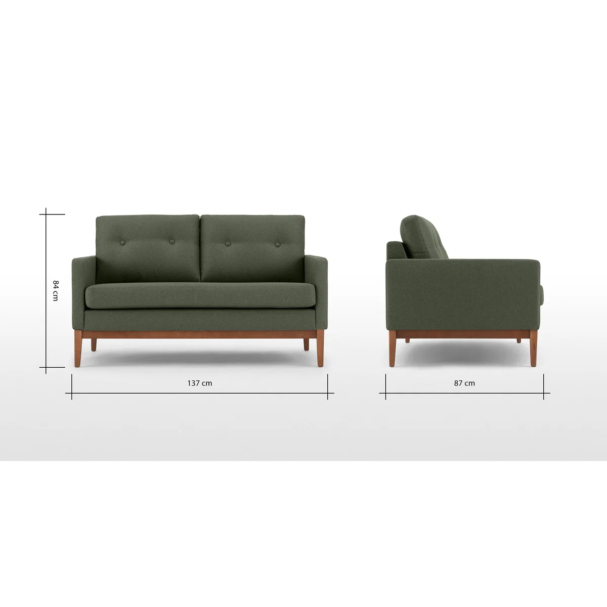 Edison 2 Seater Sofa, Textured Moss – image 8