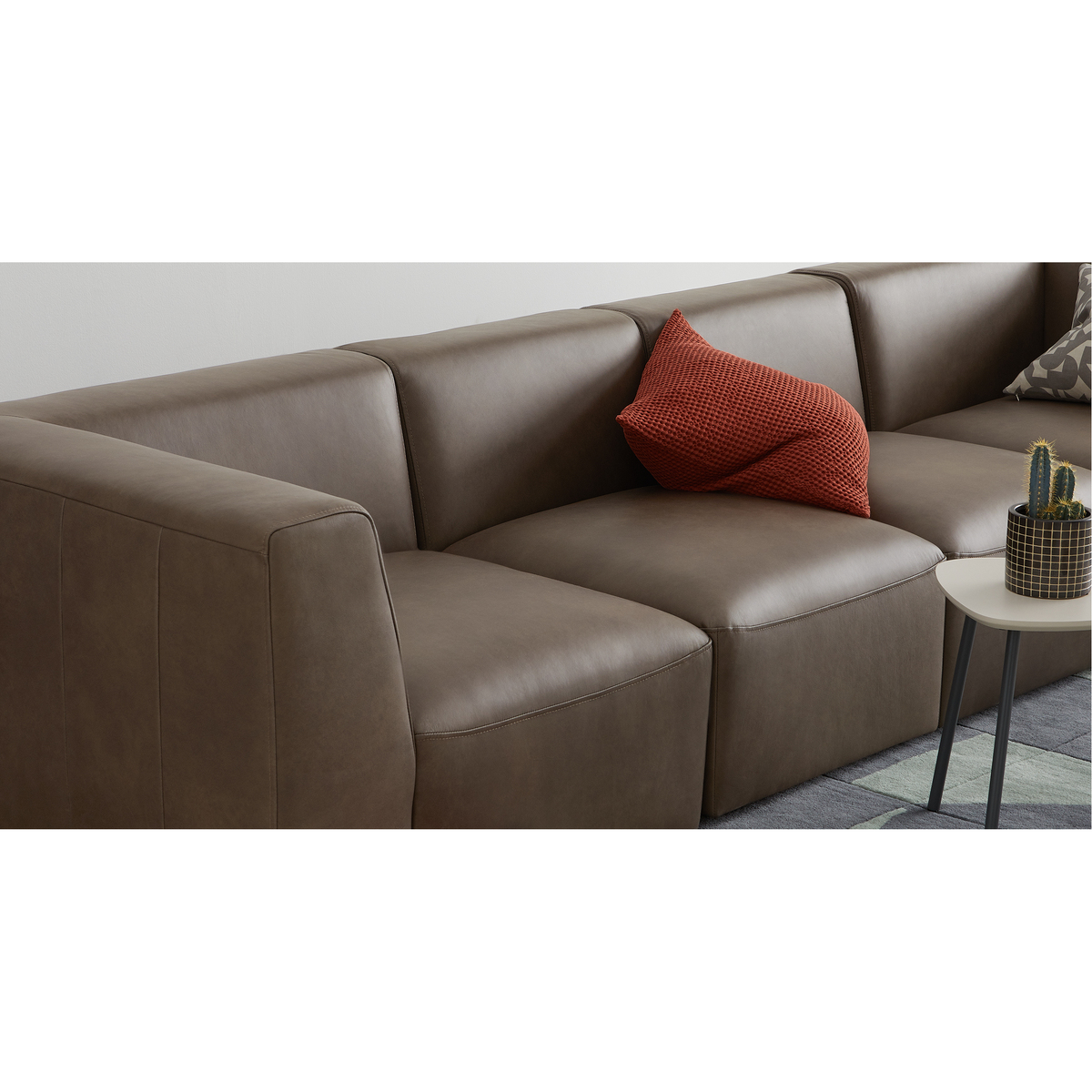 Juno 4 Seater Modular Sofa, Columbus Brown Leather – image 4