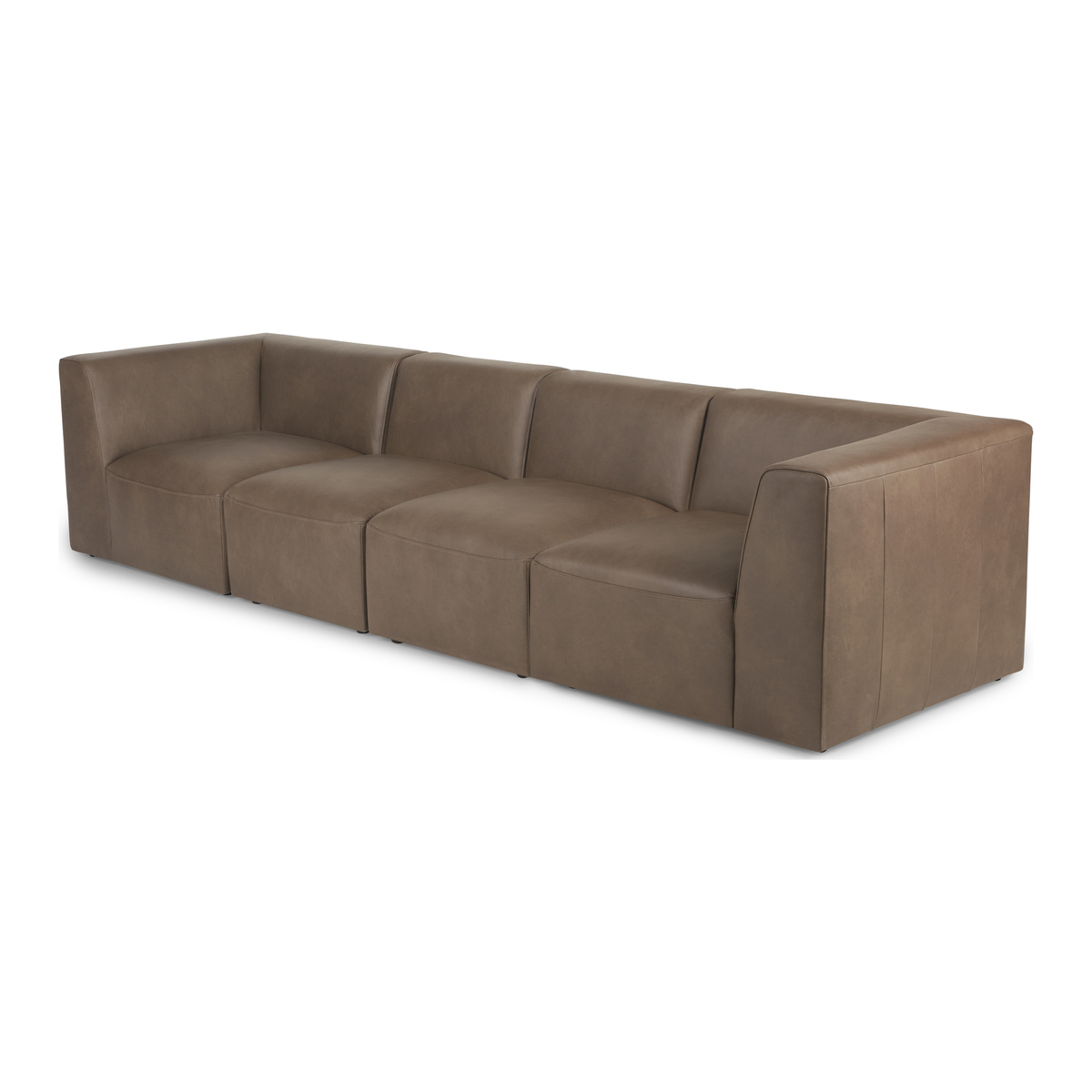 Juno 4 Seater Modular Sofa, Columbus Brown Leather – image 1