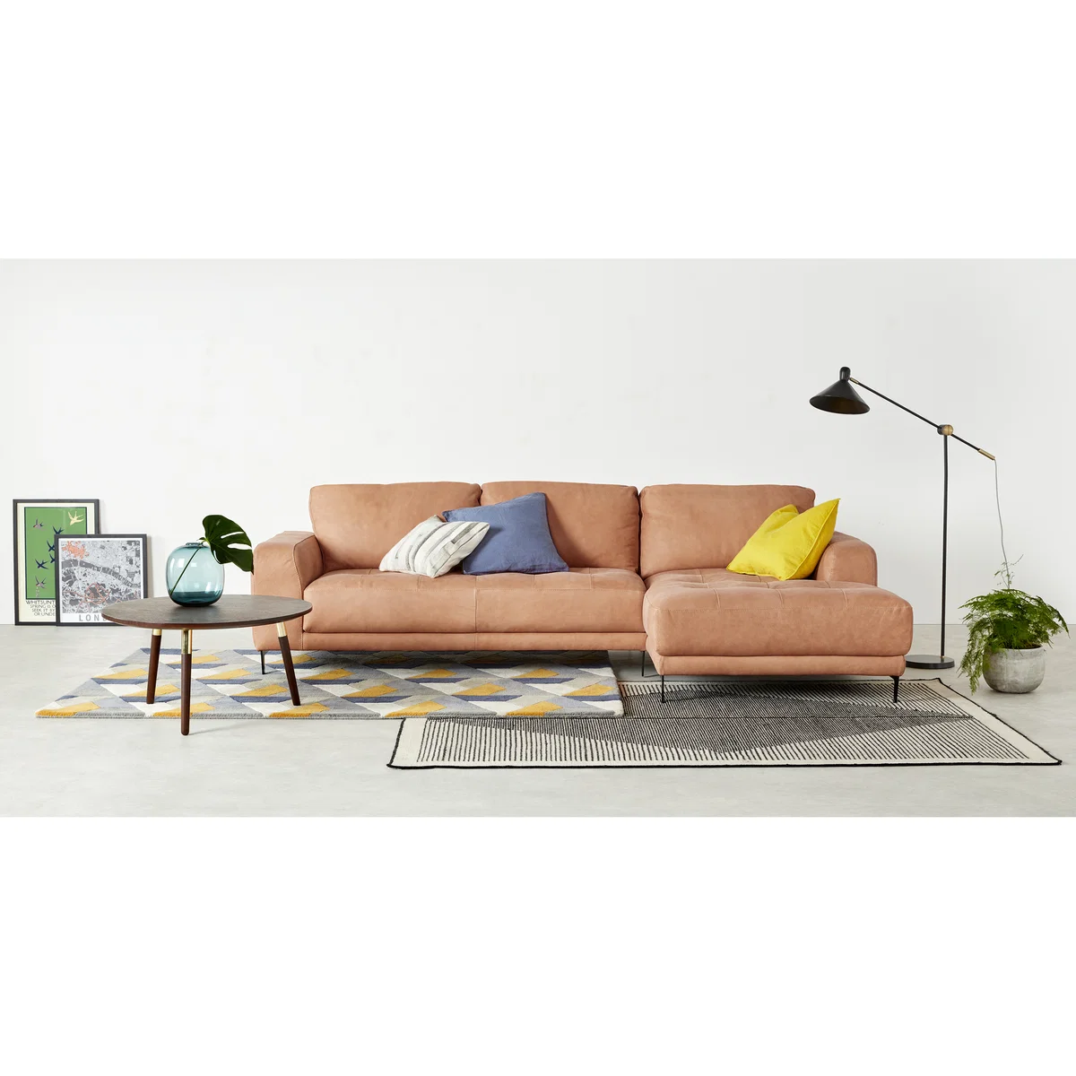 Luciano Right Hand Facing Chaise End Corner Sofa, Tan Leather – image 3
