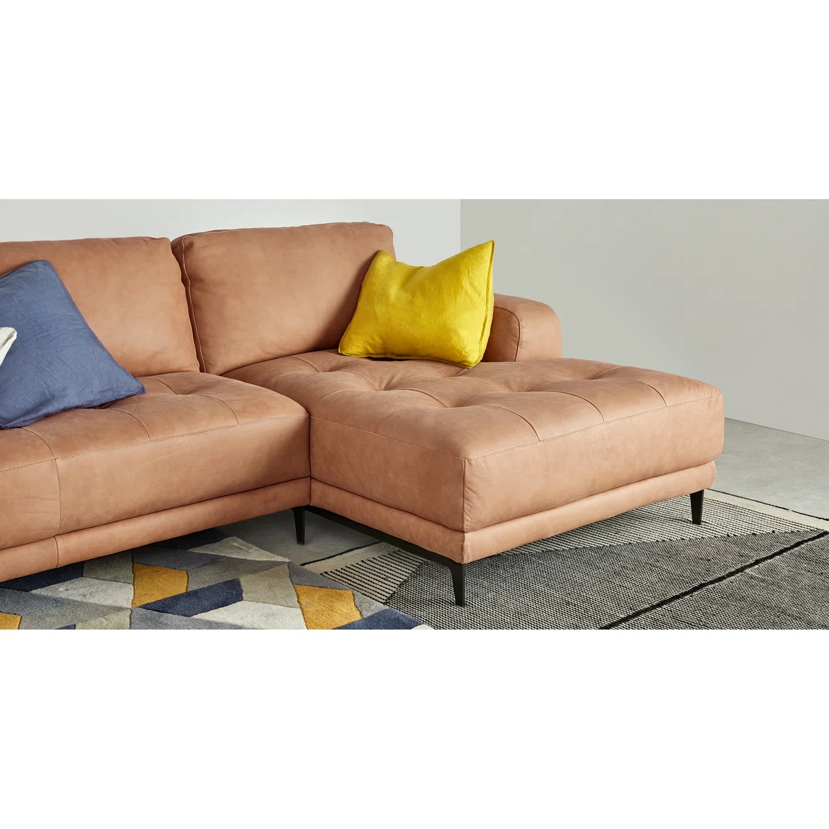 Luciano Right Hand Facing Chaise End Corner Sofa, Tan Leather – image 4