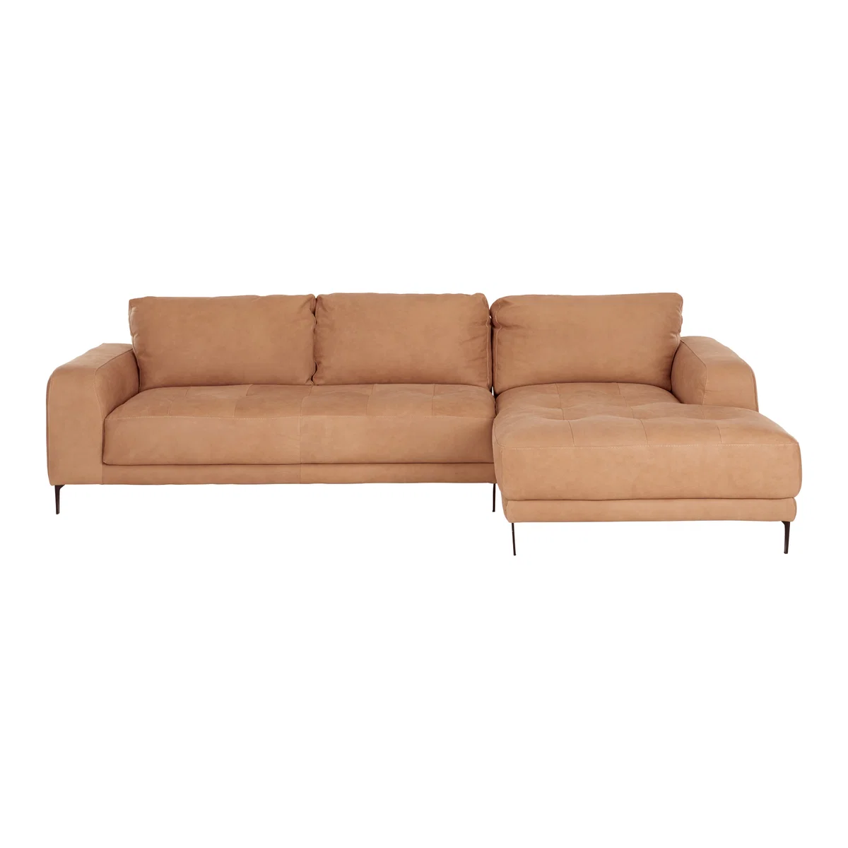 Luciano Right Hand Facing Chaise End Corner Sofa, Tan Leather – image 1