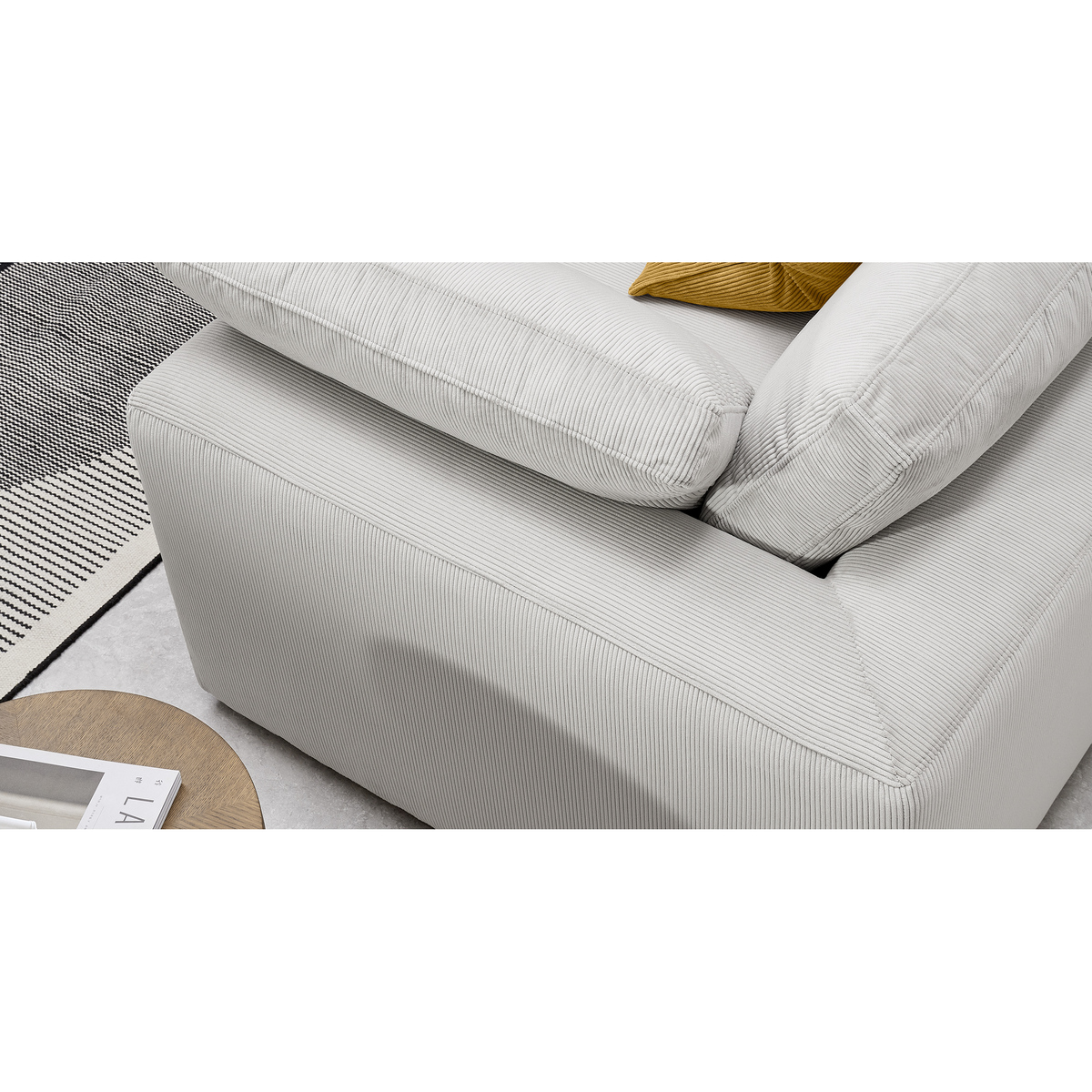 Samona Left Hand Facing Chaise End Sofa, Stone Grey Corduroy Velvet – image 6