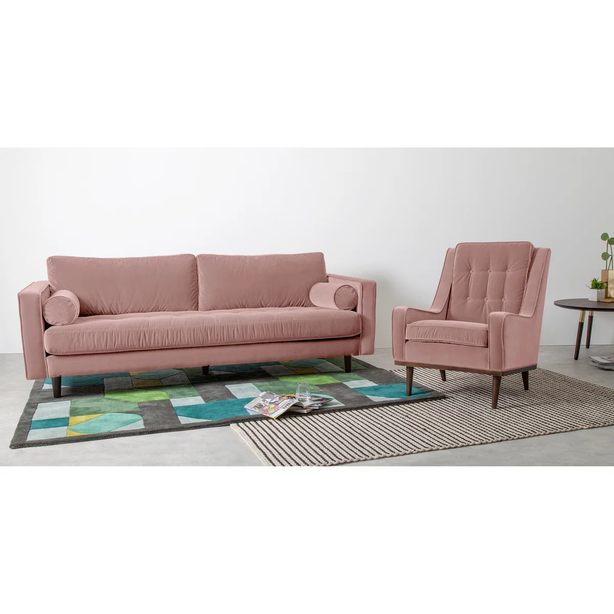 Scott 3 Seater Sofa, Blush Pink Cotton Velvet – image 2