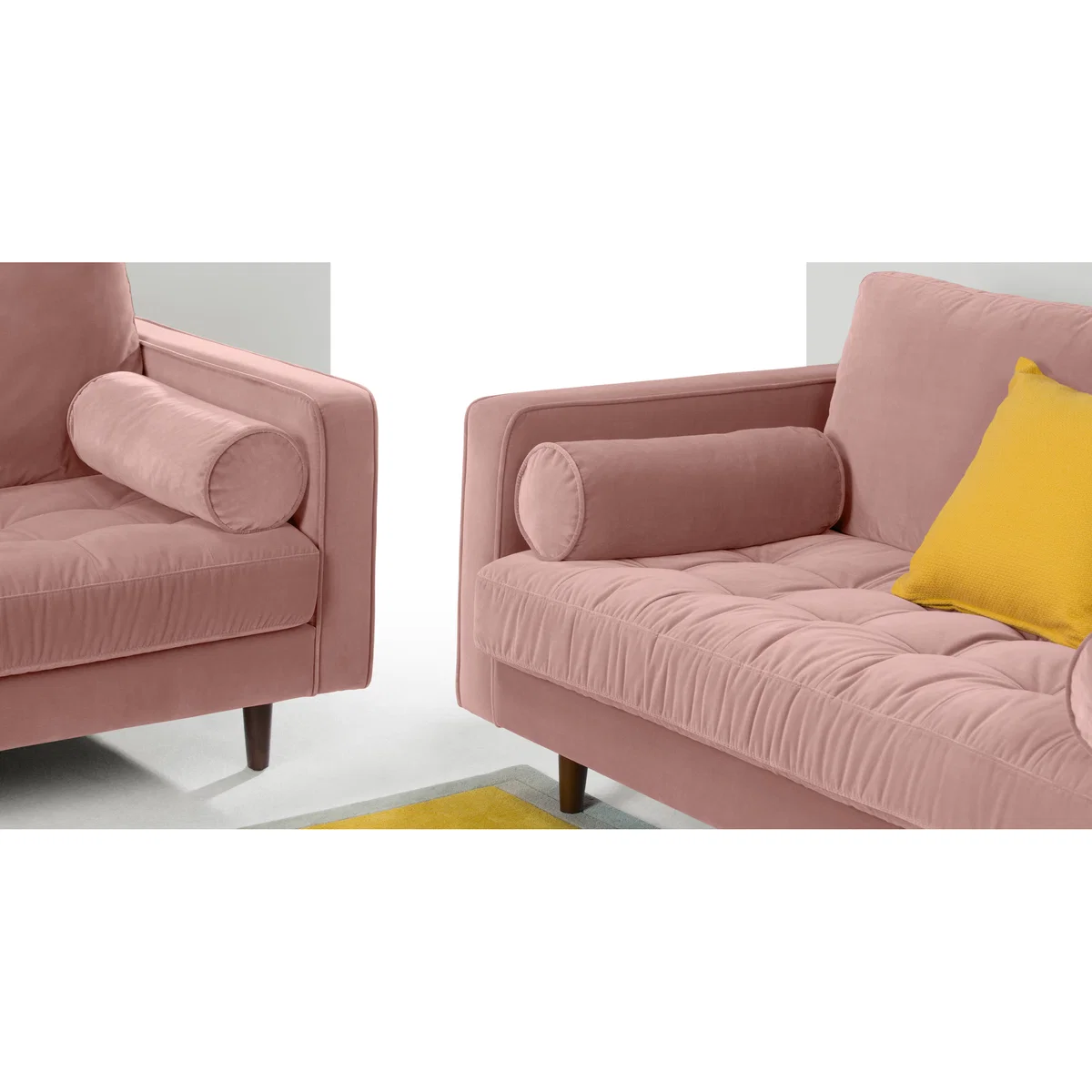 Scott 3 Seater Sofa, Blush Pink Cotton Velvet – image 3