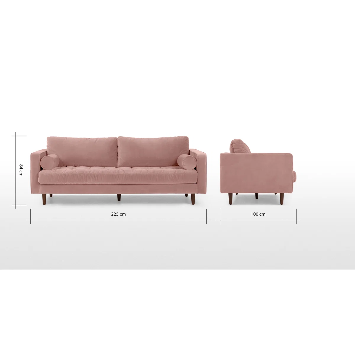 Scott 3 Seater Sofa, Blush Pink Cotton Velvet – image 7