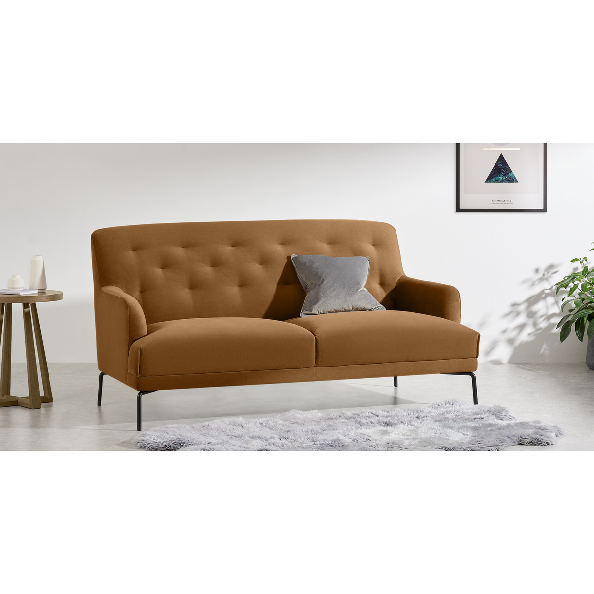 Attwood 2.5 Seater Sofa, Golden Amber Velvet – image 3