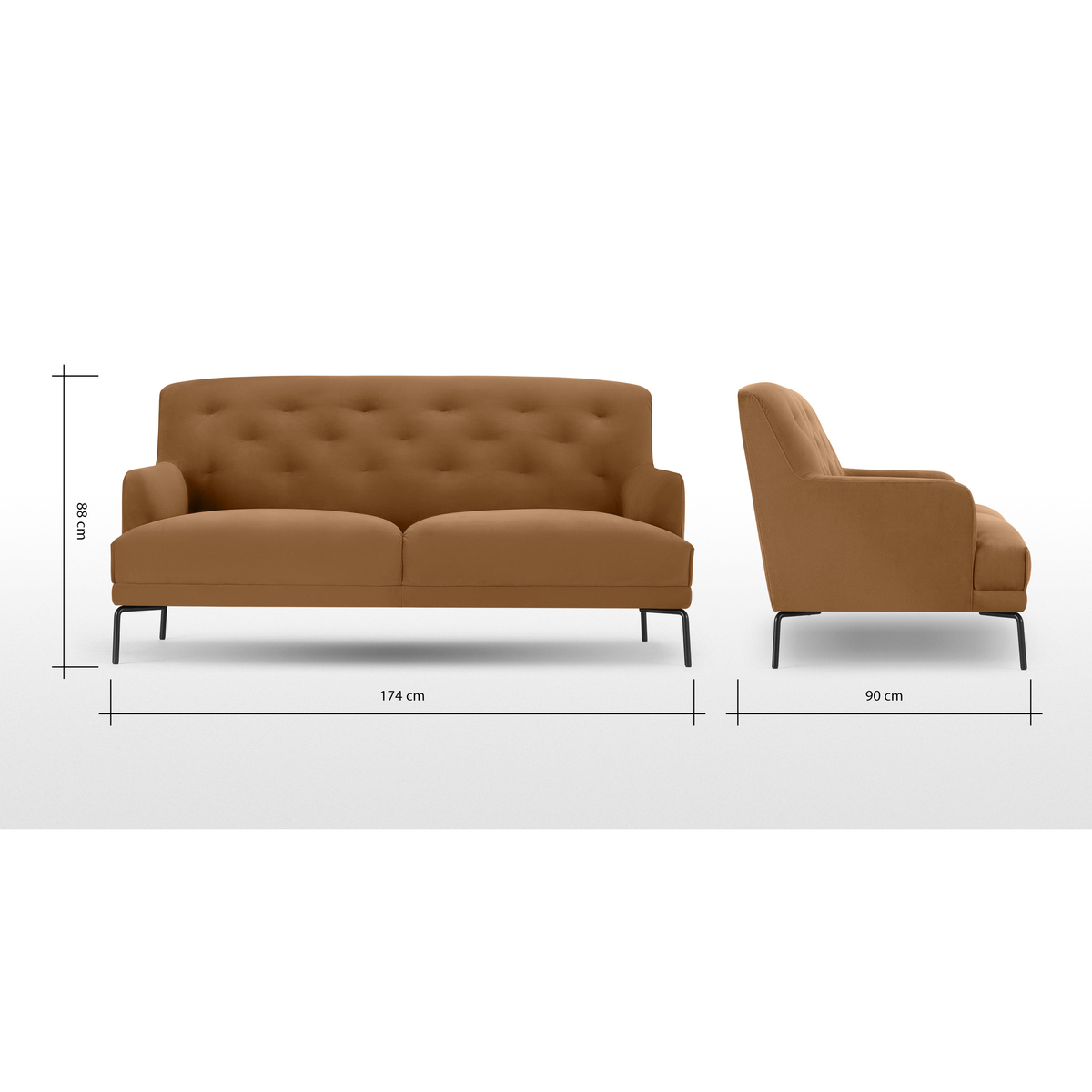 Attwood 2.5 Seater Sofa, Golden Amber Velvet – image 8