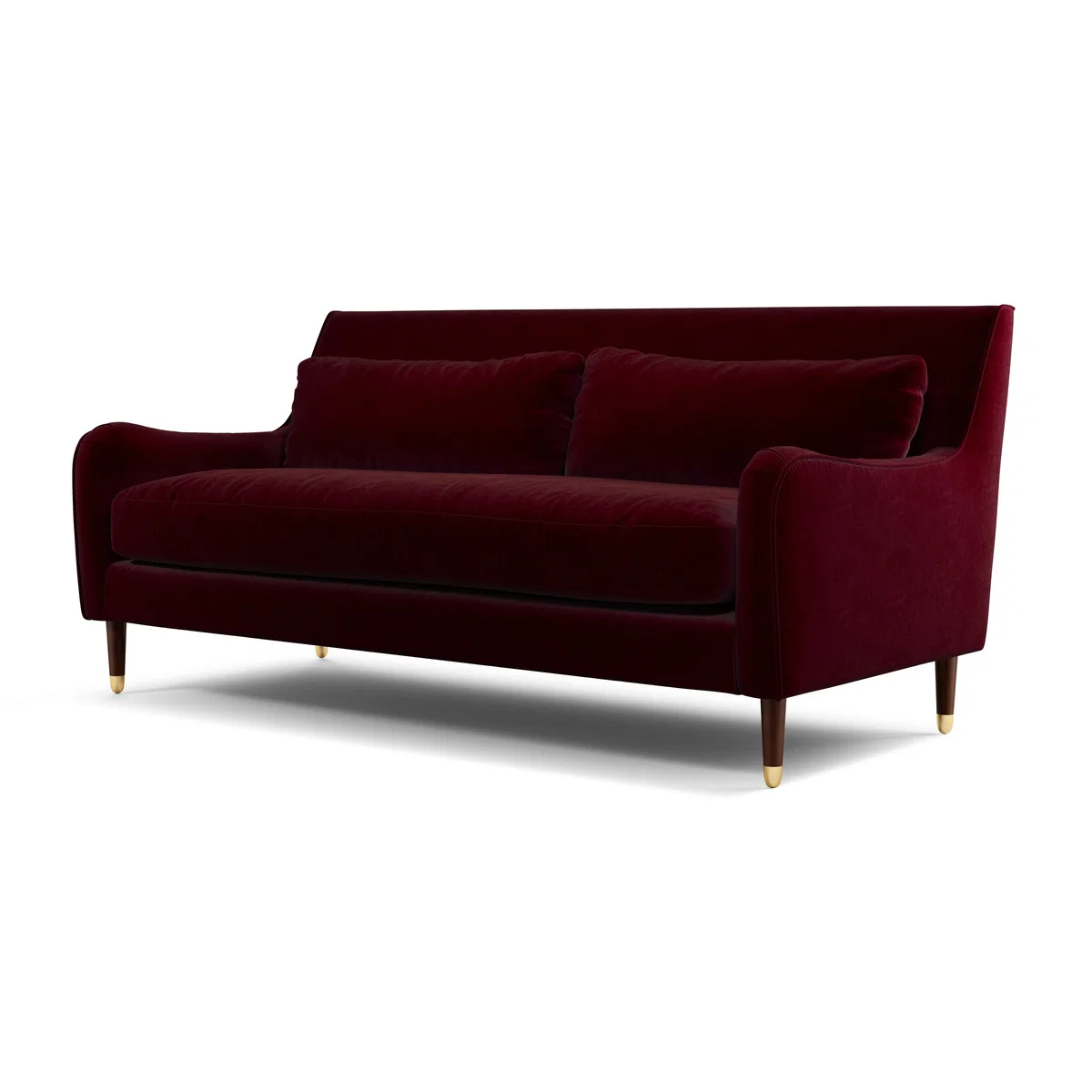 Content by Terence Conran Oksana 3 Seater Sofa, Plush Burgundy Velvet with Dark Wood Brass Leg – image 2