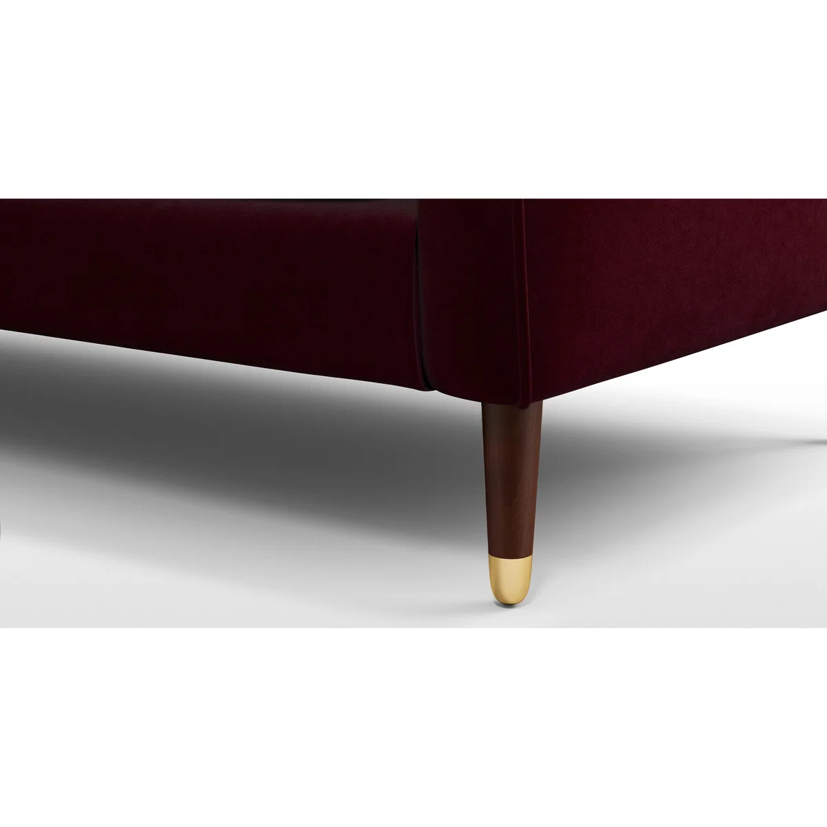 Content by Terence Conran Oksana 3 Seater Sofa, Plush Burgundy Velvet with Dark Wood Brass Leg – image 3