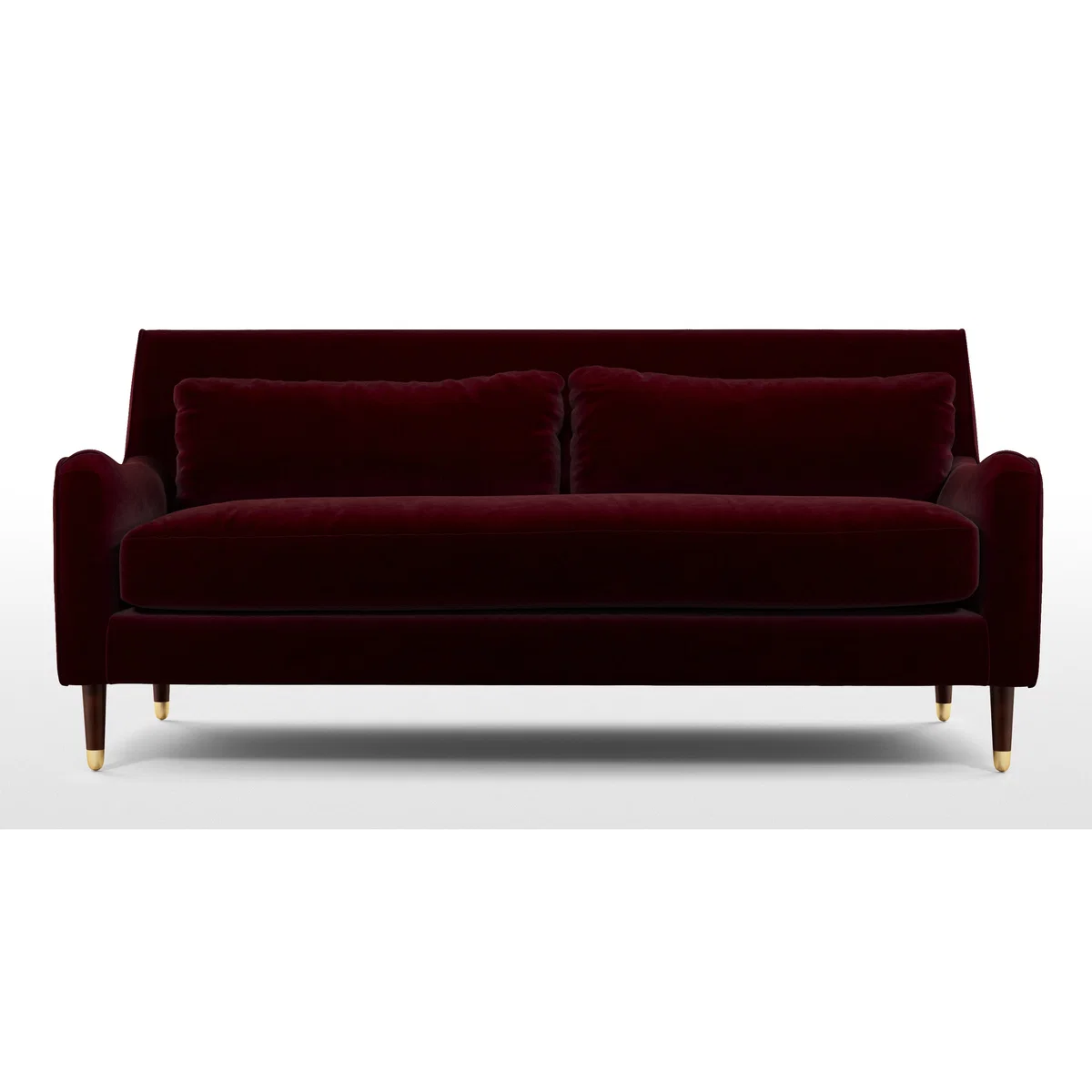 Content by Terence Conran Oksana 3 Seater Sofa, Plush Burgundy Velvet with Dark Wood Brass Leg – image 4