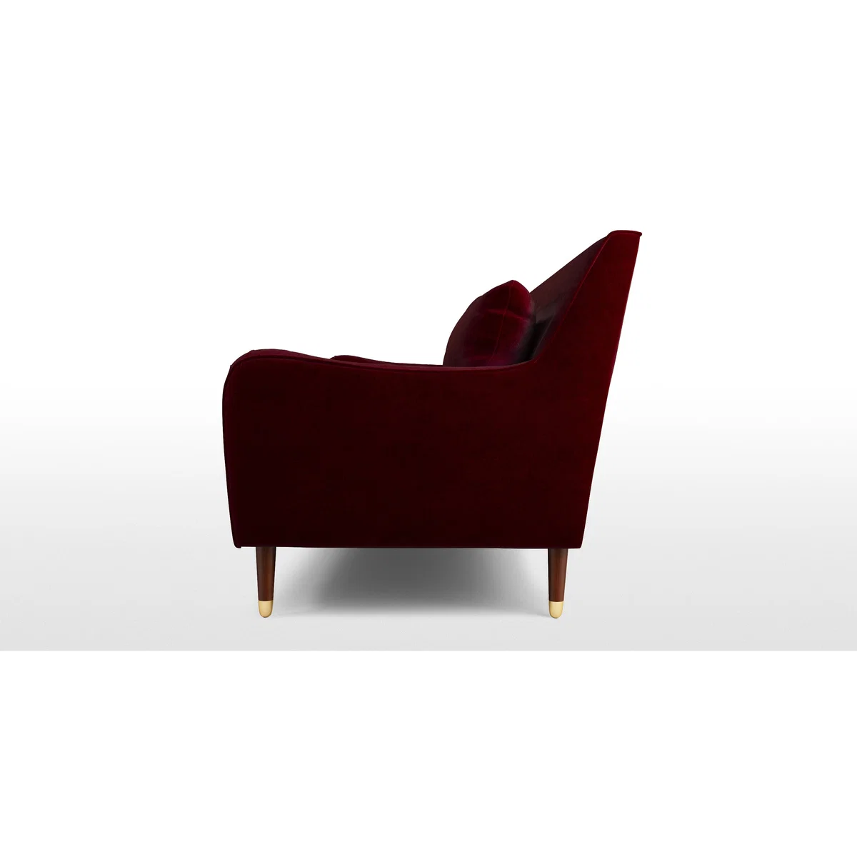 Content by Terence Conran Oksana 3 Seater Sofa, Plush Burgundy Velvet with Dark Wood Brass Leg – image 5